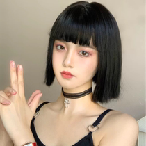 Wig womens short hair net red temperament across the board short straight hair comics bangs clavicle hair natural lifelike full head cover
