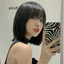 Wig womens short hair net red wave hair hair air bangs temperament bobo short straight hair natural girl wig set