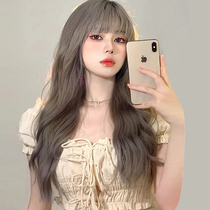 Wig female summer hair natural full head cover air bangs long curly hair big wave modeling simulation temperament wig set