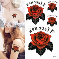 Rose Floral Tattoo Sticker Waterproof female persistent sensation English letter Scar Sticker Personality Chest arm Decorative Tattoo