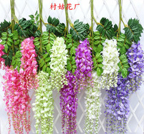 Simulation of wisteria flower fake flower silk violet plant ceiling Flower Vine wedding decoration rattan plastic flower string Vine