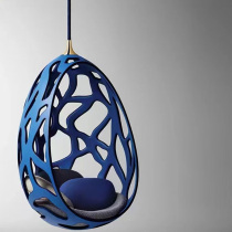 Nordic Design Art Egg-shaped Hanging Basket Balcony Hung Swing Single Chair Creative Hollowed-out GRP Cocoon Style Ball Chair