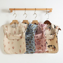 Danish children without sleeve pu dress baby eating suit around supersoft waterproof baby meal pocket dirty feeding suit