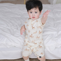 In the baby crawling haydress air conditioning home clotheBaby cotton in summer thin short sleeve comb cotton