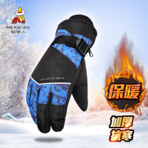 Rice Straw Man Gloves Men And Womens Winter Warm Thickening Riding Motorcycle Winter Windproof Anti-Chill Ski Cotton Gloves