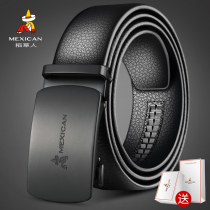 Scarecrow belt mens leather head layer cowhide Korean version of automatic buckle belt young people simple wild tide youth