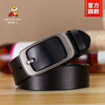 Scarecrow leather leather simple Joker buckle pants belt trend fashion personality student Korea