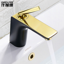 Nordic black basin faucet hot and cold all copper European toilet creative wash basin faucet White Gold