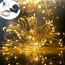 LED copper wire light string socket DC 12V waterproof decorative light string Christmas Day starry lights flash lights color lights