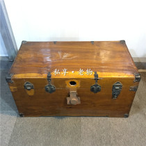 Old-fashioned camphor wooden box Republic of China antique old wooden box tea table display old box old Shanghai box whole board camphor wood