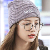 Lisa same metal box anti-blue flat mirror Han Fanchao men and women fashion plain myopia glasses frame