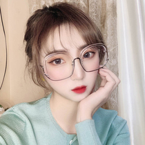 Large frame Oval fashion glasses frame flat lens plain face thin net red ins frame thin European and American tide