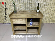 Elm tea cabinet Chinese living room small apartment tea table solid wood tea room Tea storage cabinet simple storage side cabinet
