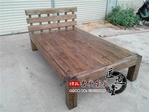 Solid Wood Bed Vintage Bed 1 5 m Double Bed Elm Wood High Foot Bed Flat Bed Chinese Bedroom Furniture Professional Customized