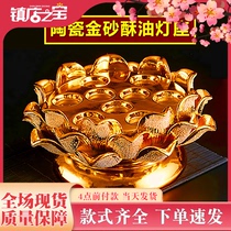 Ceramic pink gold lamp holder ceramic ghee lamp holder windproof ghee lamp holder ceramic candle base