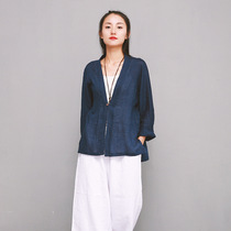 Spring and summer season flax sweatshirt Chinese mantra dresses with blouses long sleeves slim fit sunscreen womens dress shirt outskirt