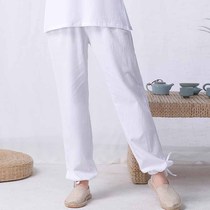 Cotton Jumpsuit Pants Women Practicing the new Chinese Wind Ethnic Wind Tea Costume Zen Suit Pants Meditation Pants Meditation Pants Spring