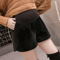 Maternity shorts autumn and winter new maternity clothes 2020 fashion gold velvet plaid wide leg pants belly maternity pants boots pants
