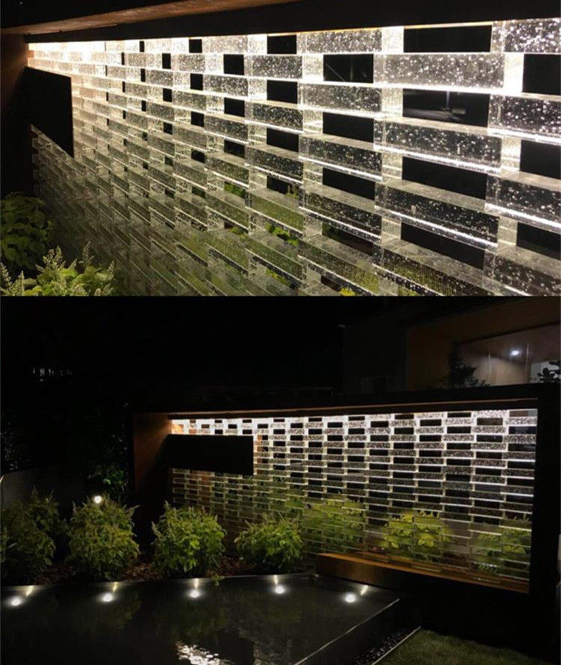 直销实心玻璃砖水晶砖吧台户外半墙透光磨砂彩色背景墙透明隔断墙