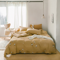 Tianzhu cotton four-piece printed nude sleeping knitted cotton quilt cover bed sheet cotton bedding 1 8m