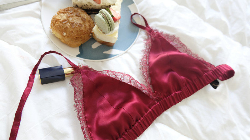 花容月貌沈千万双面真丝内衣桑蚕丝法式软杯bralette无钢圈文胸红