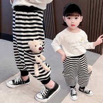 Childrens striped pants girls pants autumn casual pants foreign korean version of the baby girl 2021 new Harun pants and sweaters