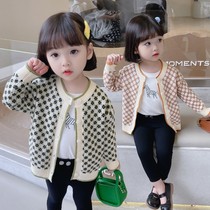 Girls knitted cardigan 2021 new baby girl net red fashion sweater jacket foreign little girl autumn wear tide