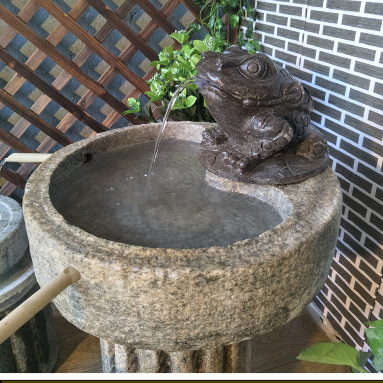 老牛槽旧马槽石槽养鱼池石磨室内石头阳台鱼缸外牛槽流水景观摆件