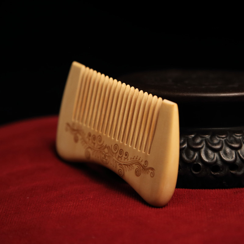 白象常州梳篦小叶黄杨宽齿木梳防静电按摩梳子刻字 花开并蒂