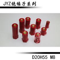 Factory direct JYZ hexagonal red insulation column M8 * 20 D20 * 55H Red low voltage insulator 20*55