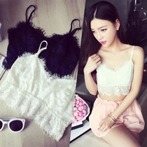 Spring and summer sweet eyelashes lace V-collar chest bottoming small camisole female anti-wear chest underwear