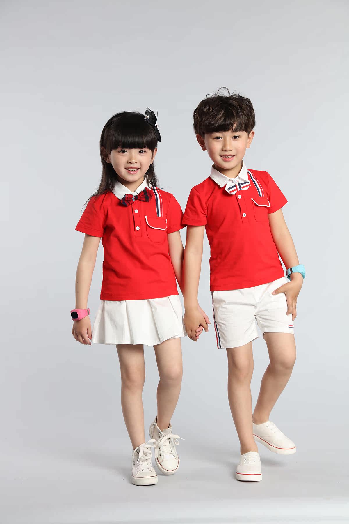 17年夏季新款幼儿园园服班服小学生校服套装拼色男童女童运动会服