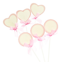 Pink writing cake insert round love bow baking decoration party dessert table plug-in 3