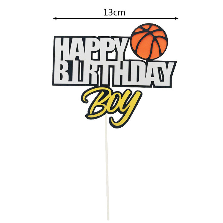 篮球足球蛋糕插牌套装 男孩球鞋生日快乐蛋糕装饰插旗 甜品台布置