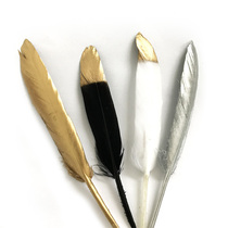 Gold feather cake insert white gold feather cake decoration silver Black goose feather cake decoration silver Black goose feather baking accessories