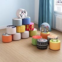 Living room stool fashion net red home creative round stool cloth art solid wood changing shoes stool bench sloth sofa tea table stool