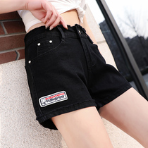  Black high-waisted denim shorts womens summer 2021 new elastic thin wild wear student Korean hot pants trend