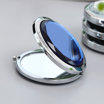 Portable portable Crystal makeup mirror creative mini mirror female cute flip double-sided folding round mirror