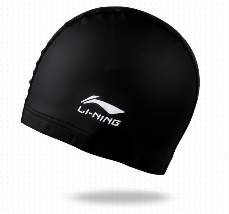 李宁泳帽印花pu图层泳帽舒适护耳防水防滑男女成人泳帽_7折现价24元