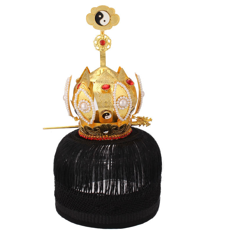 包邮道教用品道观道士用品道士网帽莲花冠马尾帽高功法师帽_双氙车灯