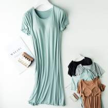 Sleepy dress with chest pad for Women summer modal with Cup pajamas long dress thin loose home clothes outside