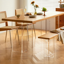 Nordic acrylic suspended solid wood light luxury dining table designer creative desk Japanese-style log rectangular workbench