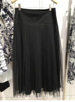 Special spot feedback beautiful drunk fairy fluttering two-layer gauze flocking polo skirt silk lining