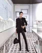 Spot Metropolis has the first ~~~ favorite black gold transparent button woven coat