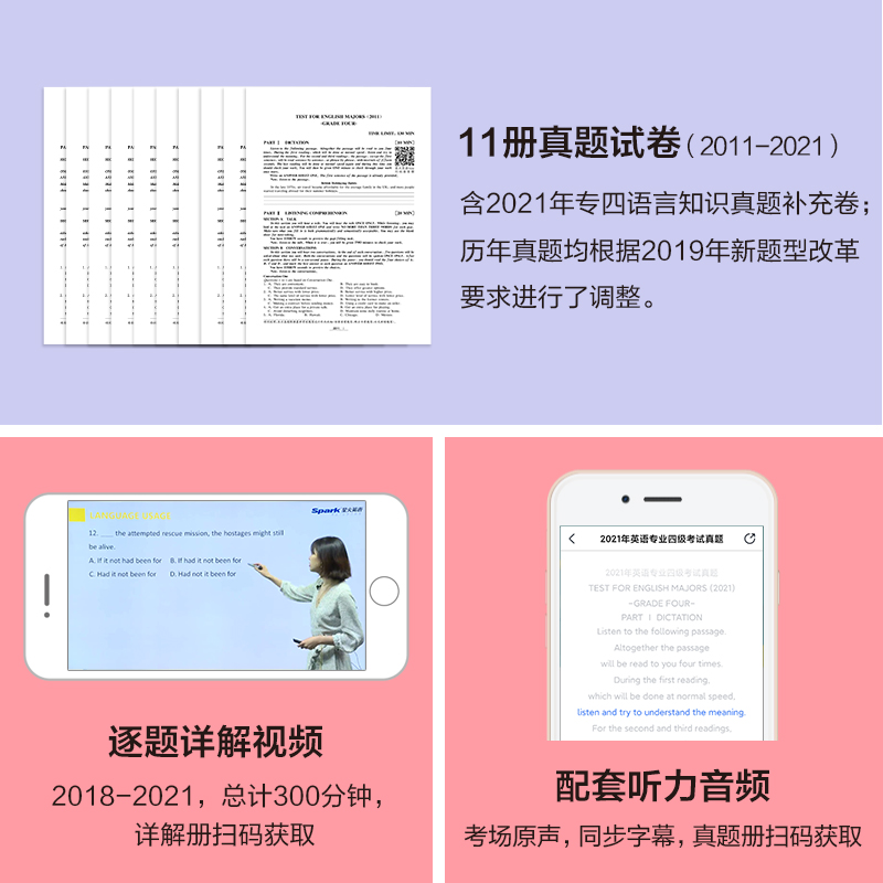 星火专四真题备考2022英语专四历年真题试卷模拟题专项训练习题全套资料tem4英语专业四级语法与词汇单词书阅读听力写作文完型填空
