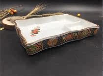 Fine Japanese creative ceramic square plate Fried dish Salad plate Dish divider plate Multi-purpose plate Japanese tableware