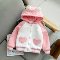 Girls autumn winter jacket 2021 New Net Red foreign gas children spring and autumn baby plus velvet thickened fashion