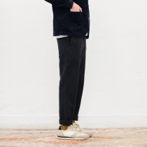 NVGS Officer Chino Vintage Black HBT Fishbone Canvas Casual Pants Mid-waist Fit Cut