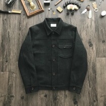 Novfinegoods Tweed Dark Green Tweed Single Bag Lapel Wool Jacket Vintage Style Slim Fit