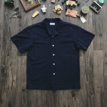 NVGS Mfg Indigo Aloha Shirt Indigo Dyed Hawaiian Shirt Cuban Collar Vintage Style